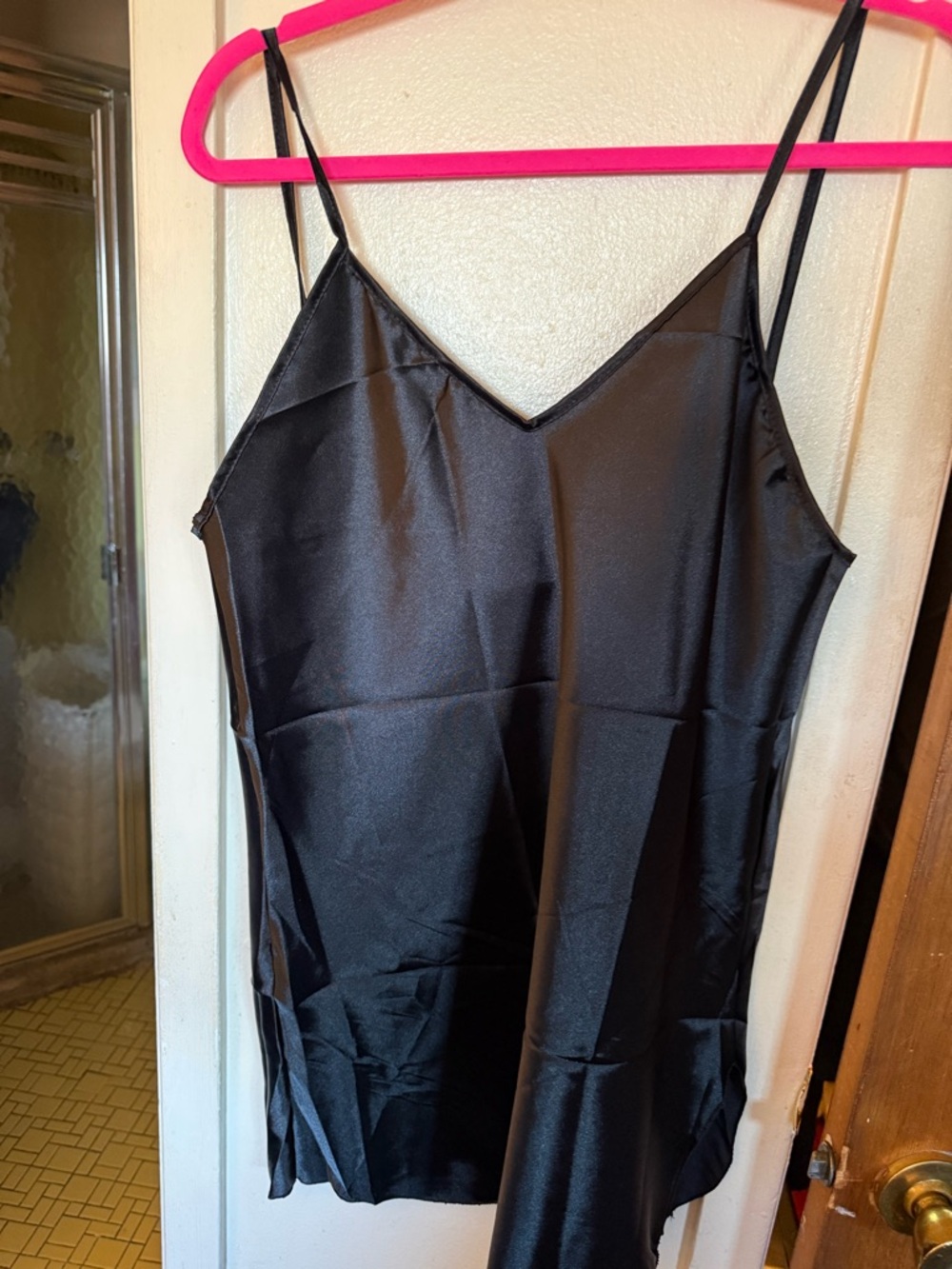 Classic Black Satin Chemise Slip